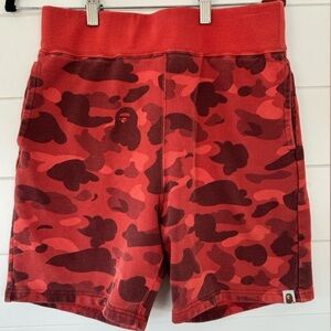 RARE A Bathing Ape BAPE Red Camo Camouflage Sweat Shorts Size XL - OBO